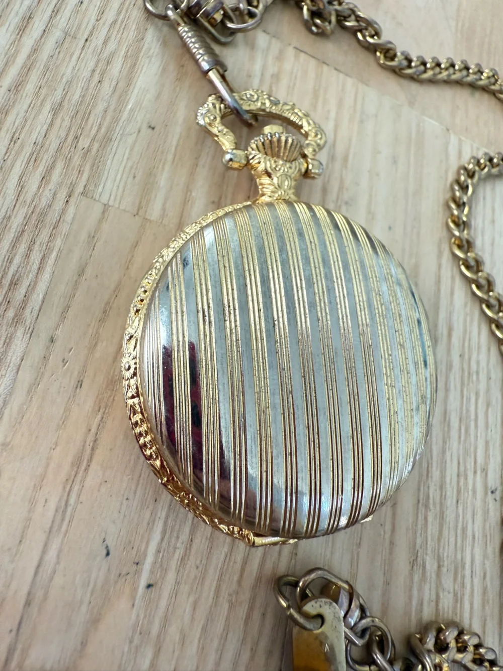 Galaxie by Elgin two tone pocket watch NEW BATTERY